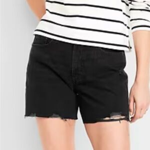 Black Distressed Denim Shorts
